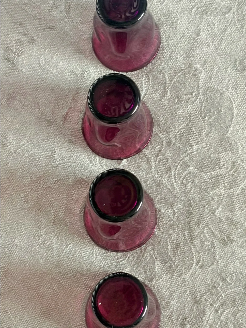Cambridge Glass 1930s Mulberry Amethyst Pinch Tumblers Cordial Glasses Set of 4